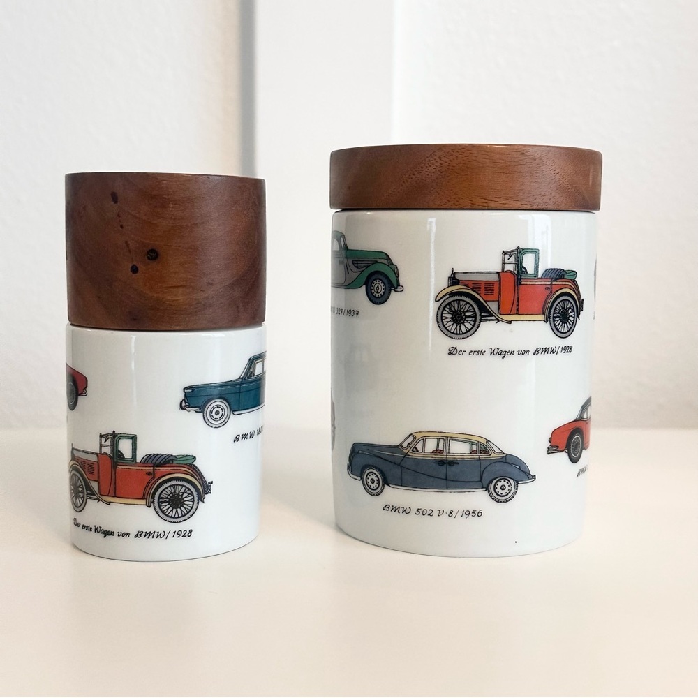 VTG BMW Germany Porcelain Tabletop Empty Lighter Cigarette Jar Automobiles READ! - Picture 3 of 15